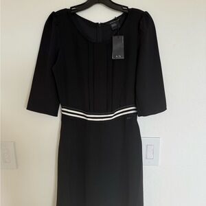 Armani Exchange Black Sheath Dress with Scoop Neck